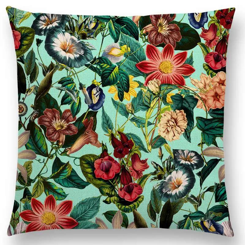 Latest Exotic Garden Summer Natural Flowers Leaf Botanical Tropical Jungle Cushion Cover Car Home Decor Sofa Throw Pillow Case
