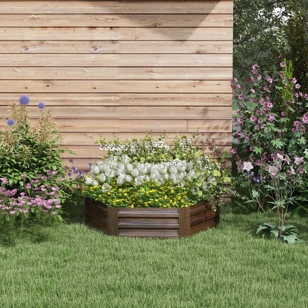 Raised garden bed. Herb garden. Weatherproof. Open bottom. 113 x 98 x 30 cm. Dark brown
