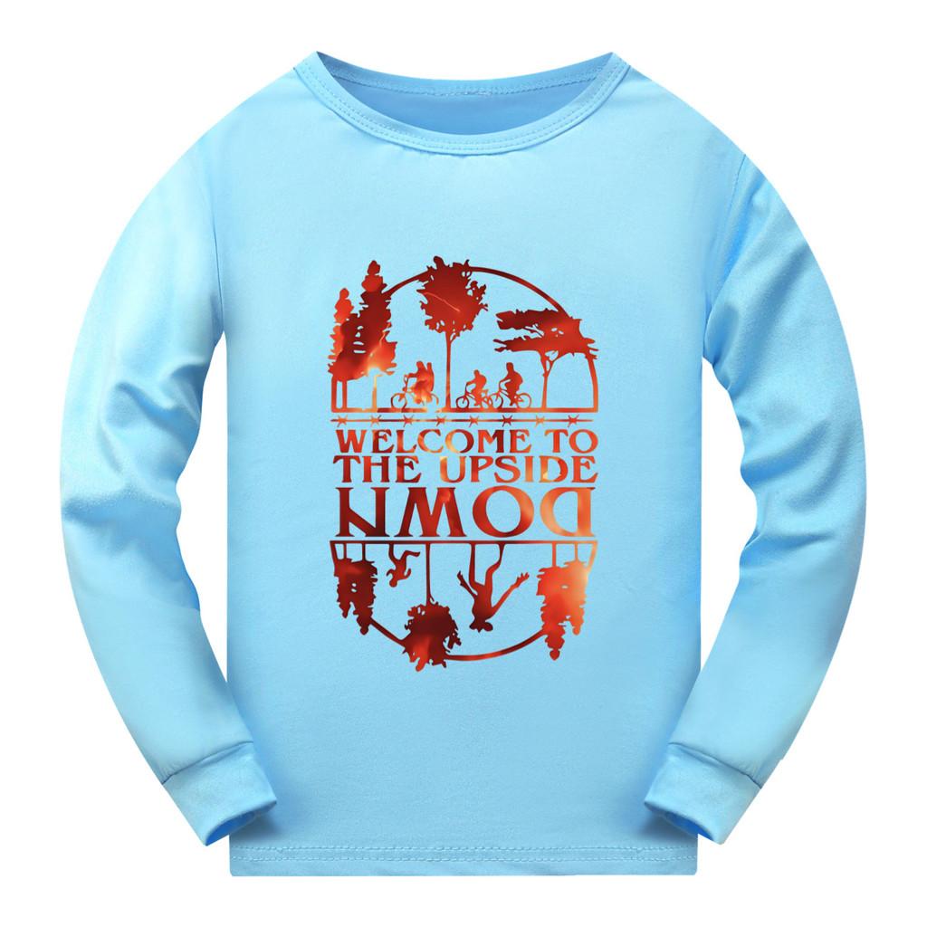 5278 Boys Girls Stranger Print Long Sleeves T-Shirt