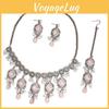 Luxury Water Drop Pendant Necklace With Pearl Tassel Earrings And Rhinestone Set For Women