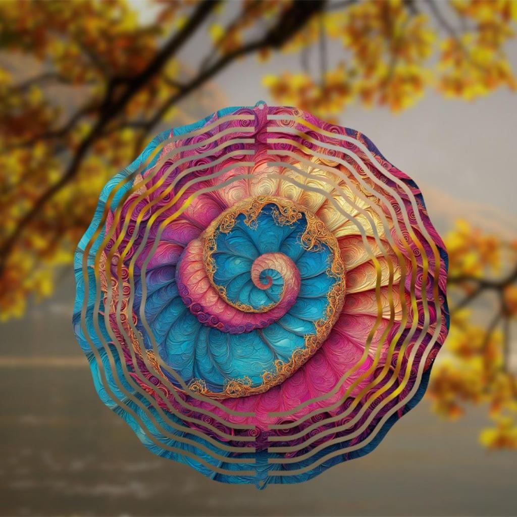 Hängender Windspinner 10 Zoll Dynamisches Künstlerisches Design für Balkon Garten Dekoration 360 Grad Haken Feder Sommer Außen Hängendes Ornament Geschenk