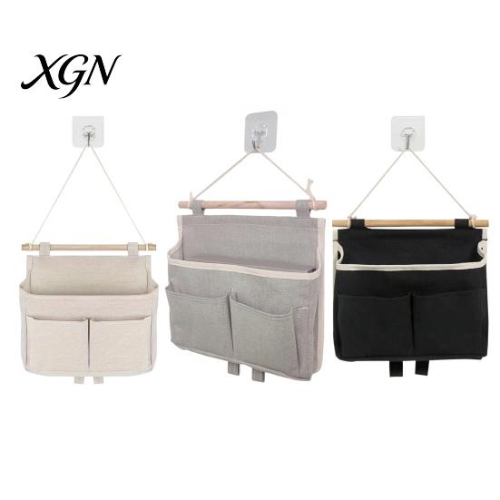 Waterproof Wall Mounted Storage Hanging Bag with 3 Pockets, Cotton And Linen Closet Pouch, Over The Door Organizer for Bedroom Bathroom Daily