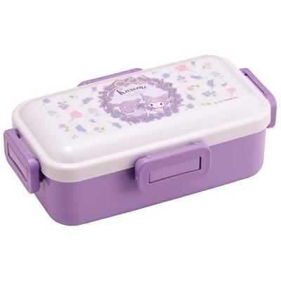 Bento Single for Made In with Dishwasher and Microwave Sanrio Kuromi Flower Wreath Box, 530ml, Tier, Women, Japan, Leak-Resistant 4-Point Lock,