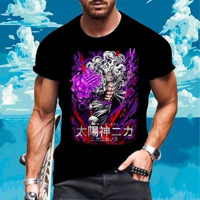 Sommer Reine Baumwolle Kurzarm Zoro One Piece Luffy Herren Bedrucktes T-Shirt Anime Kleidung Sommer Neu Street Fashion Fitness