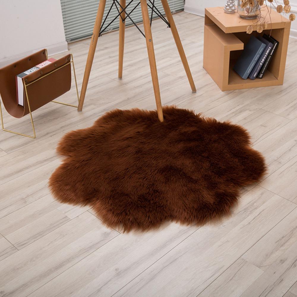 Long Hair Plush Carpet Faux Wool Plum Blossom Carpets Modern Soft Rug  Living Room Decoration