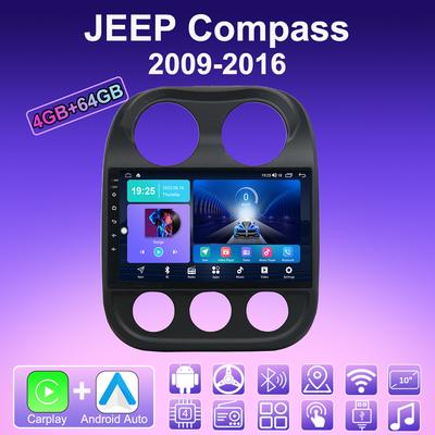 רדיו רכב אנדרואיד Carplay 2 DIN עבור JEEP Compass 2009-2016 נגן מולטימדיה יחידת ראש סטריאו ניווט GPS BT WIFI 4+64GB