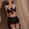 Women Sexy Lingerie Student Uniform College School Girl Cosplay Adult Role Play Costume Black Mini Skirt Erotic Underwear Set