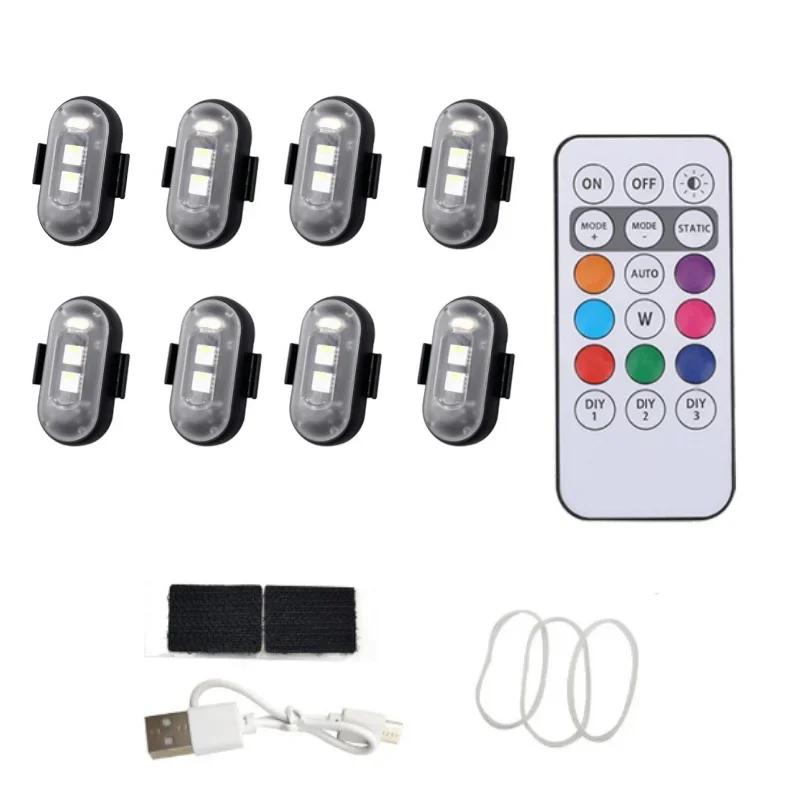 Motorrad LED RGB Warnlicht Universal Mini Signal Licht Drohne Mit Controller Strobe Licht 7 Farbe Anzeige Sicherheits Lichter