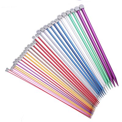 2 Pcs / Set 2.0-12mm 35cm Single Pointed Knitting Needles Pins Straight Aluminum DIY Weaving Tool Long Sweater Scarf Needle