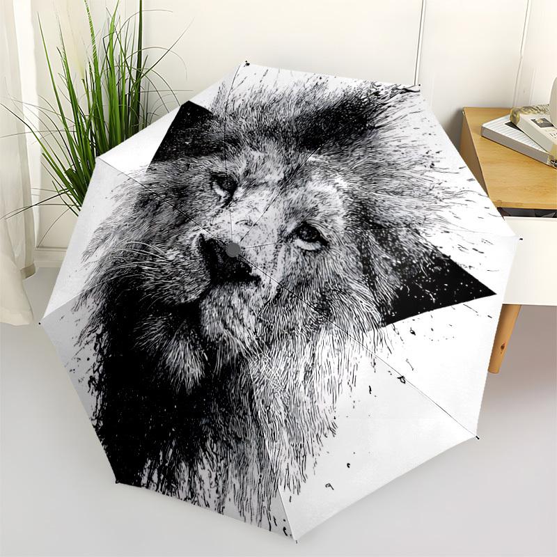 

1pc Lion Automatic Opening/Closing Umbrella with Operation & Windproof Canopy - Folding Design, Holiday Gift yy260225133
