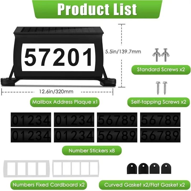 Solar Operated Mailbox Light with Auto On Off Function Waterproof Design Solar Address Light Suitable for Outdoor Use M4YD