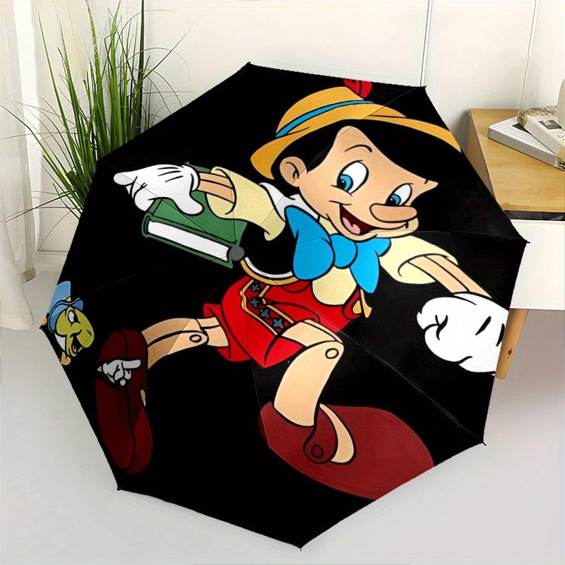 

Pinocchio & Jiminy Cricket Cartoon Automatic 3-Fold Umbrella Design, Cute Cartoon Pattern, Portable Outdoor Umbrella, Perfect, Holiday Gift