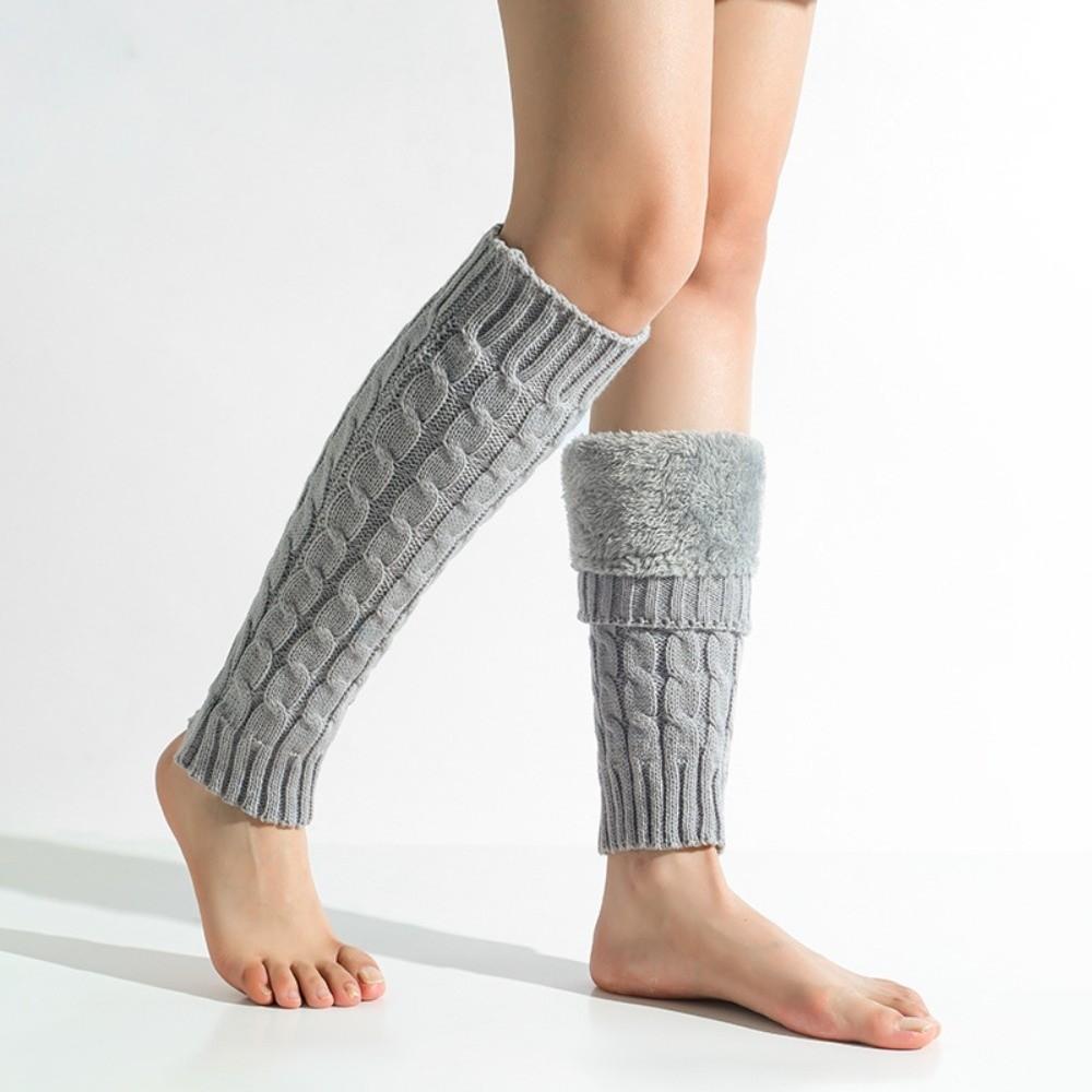 Thickened Winter Leg Warmers Foot Cover Knitted Leg Coverings Fleece Leg Warmers  Streetwear