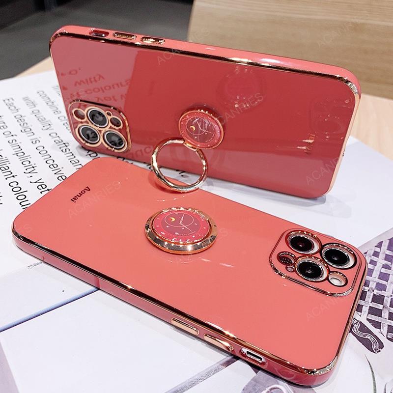 Luxury Ring Holder Case On For Xiaomi Redmi Note 8 Pro 8t Note8 T 2021 8pro Plating Silicone Stand Back Cover Xiomi Funda