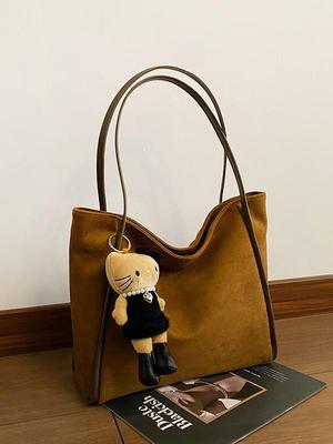 Retro Wildleder Vielseitige Schultertasche - Hochwertige Modische Große Kapazitätstasche