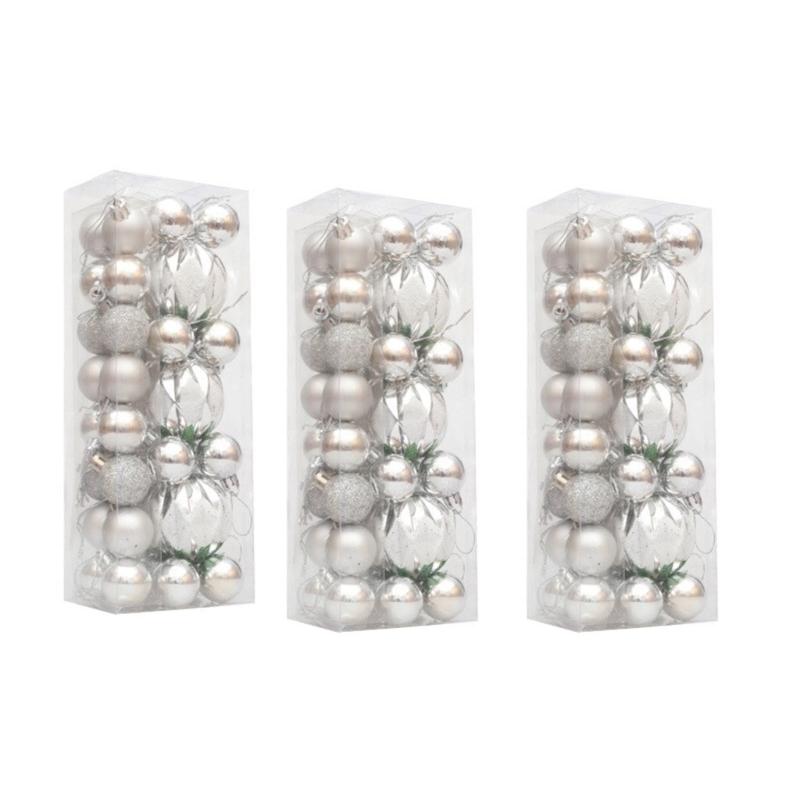 3Box Christmas Tree Hanging Decoration Electroplated Christmas Baubles Ornament Window and Door Ornament Party Supplies