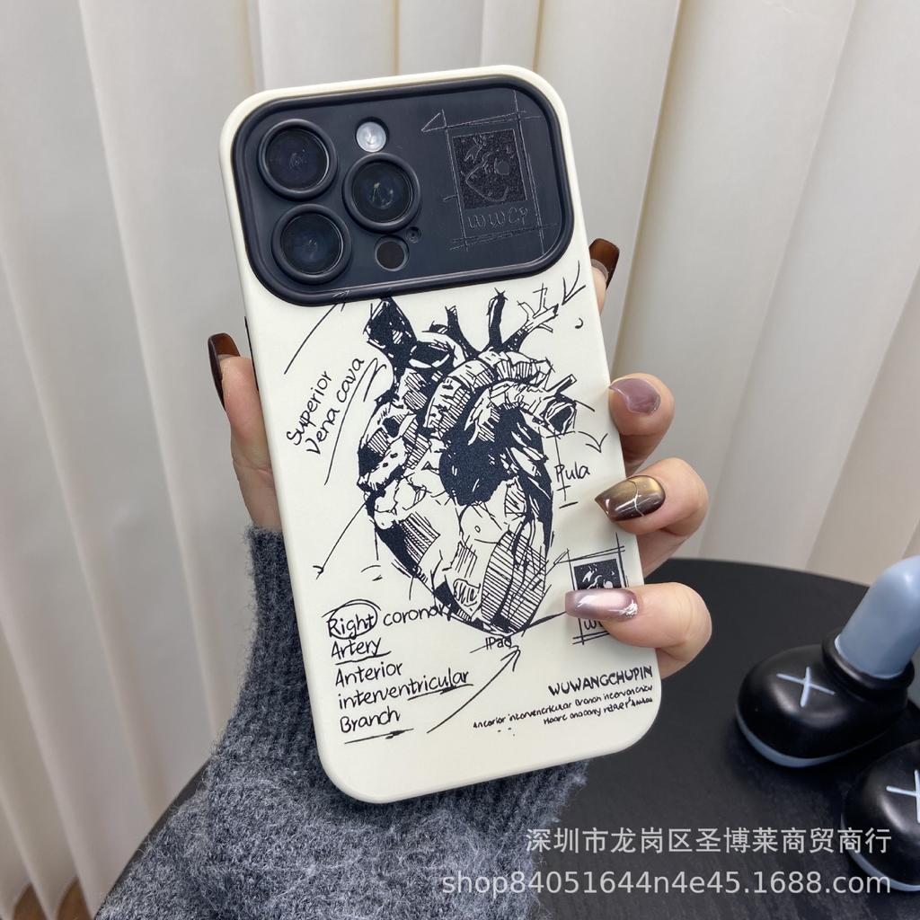 Line Heart for Apple 15 Skin Feeling iPhone14promax Large Window 11 2-in-1 16 Protective Case 17