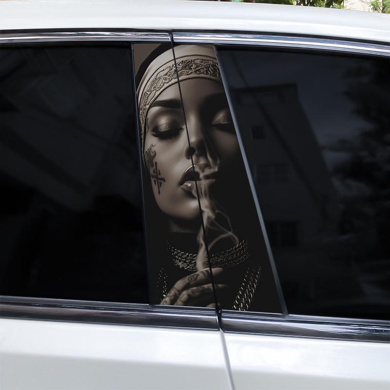 2pcs Nun Sisters Car Decal Car B-Pillar Sticker Smoking Nun Styling Car Decal Diy Car Door Post Vinyl Decal Cool Nun Decal