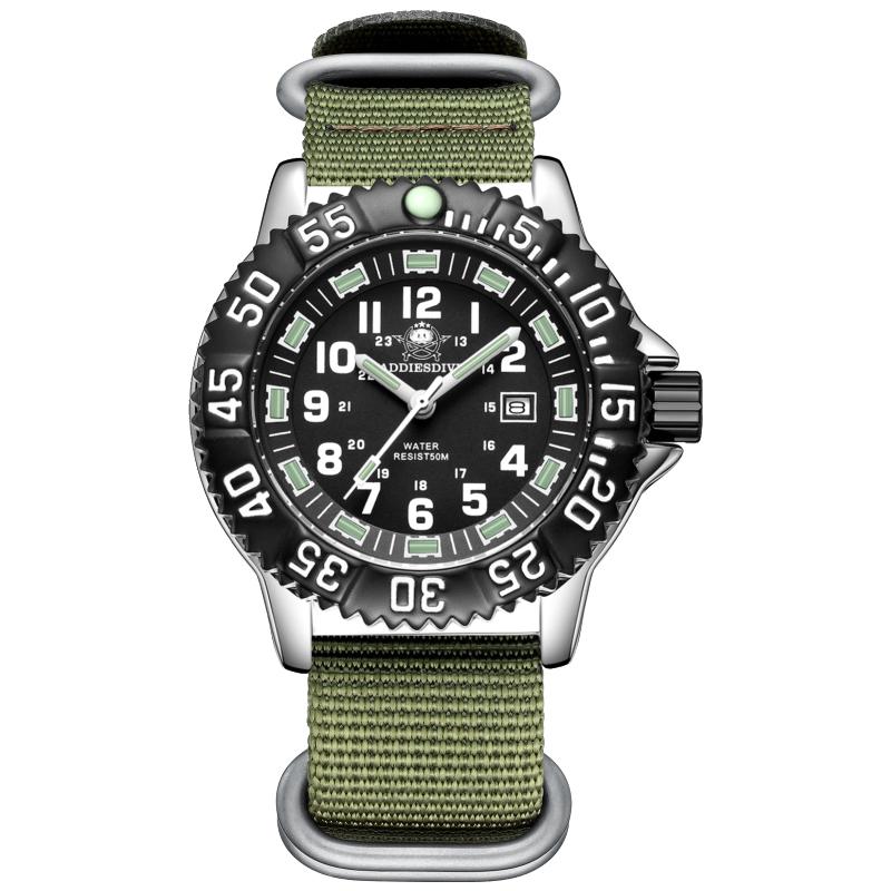 ADDIESDIVE Luxury Men Watch Luminous Dial 50m Water Resistance Date Display Outdoor Casual Men's Quartz Men Watch Nylon Strap