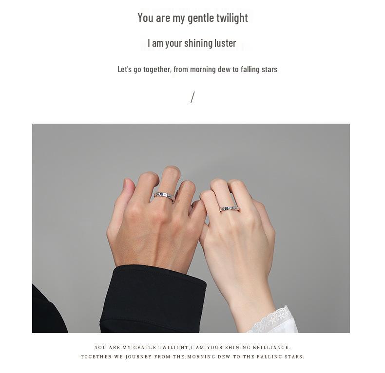 Original Design 999 Sterling Silver Galaxy Couple Rings - Romantic Qixi Gift for Students