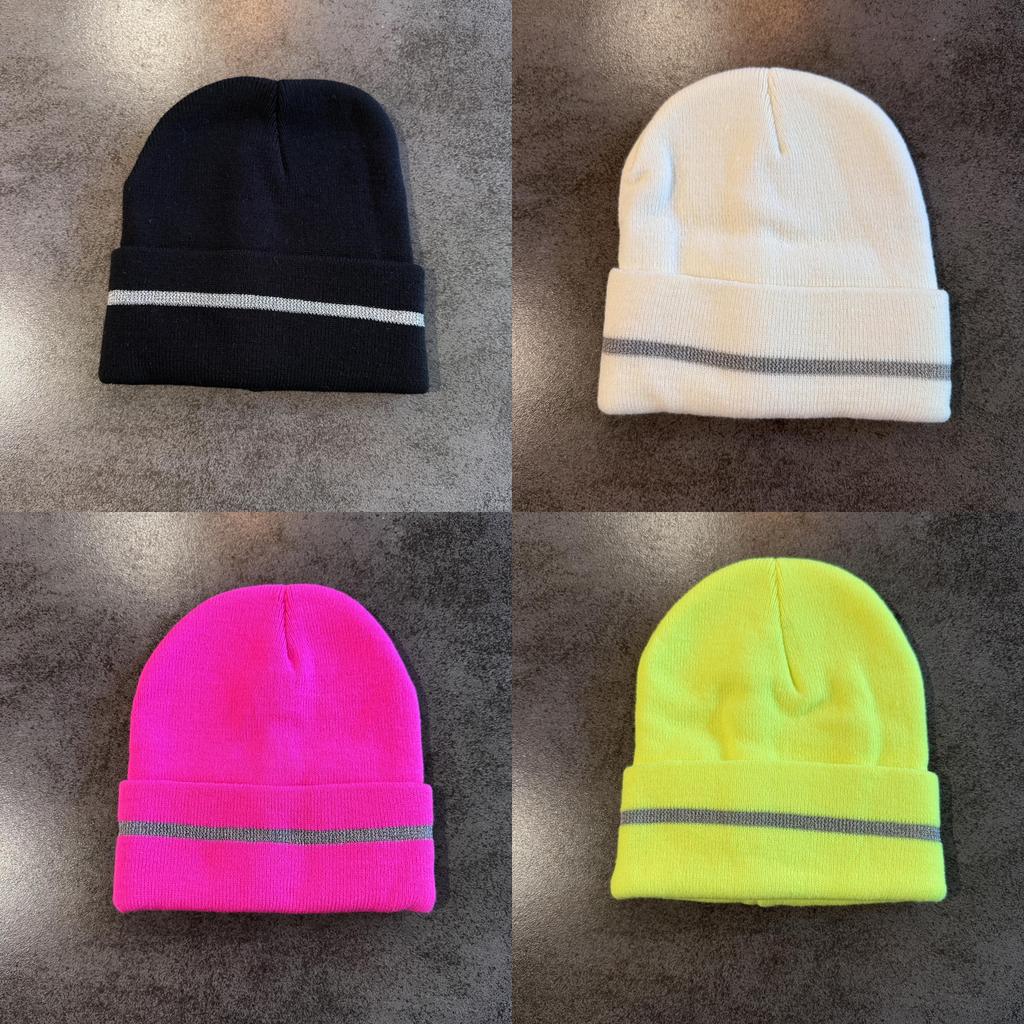 Mens Knitted Hat With Reflective Details For Winter Warmth Stylish Cold Weather Headgear