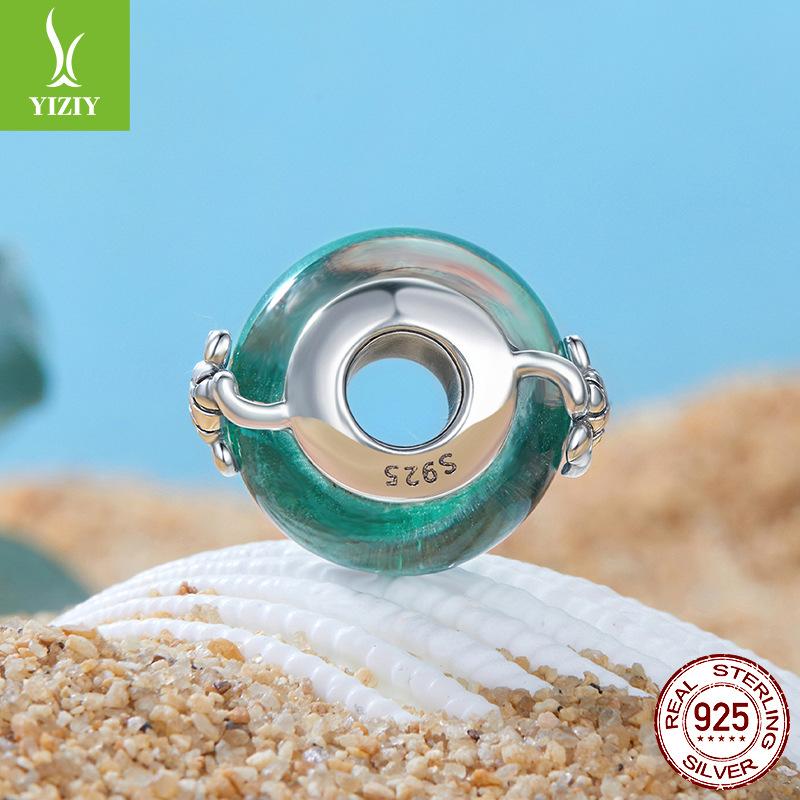 Green Turtle Turtle Glazed Bead S925 Silver Wind Personalized Diy Bracelet Beaded Accessories