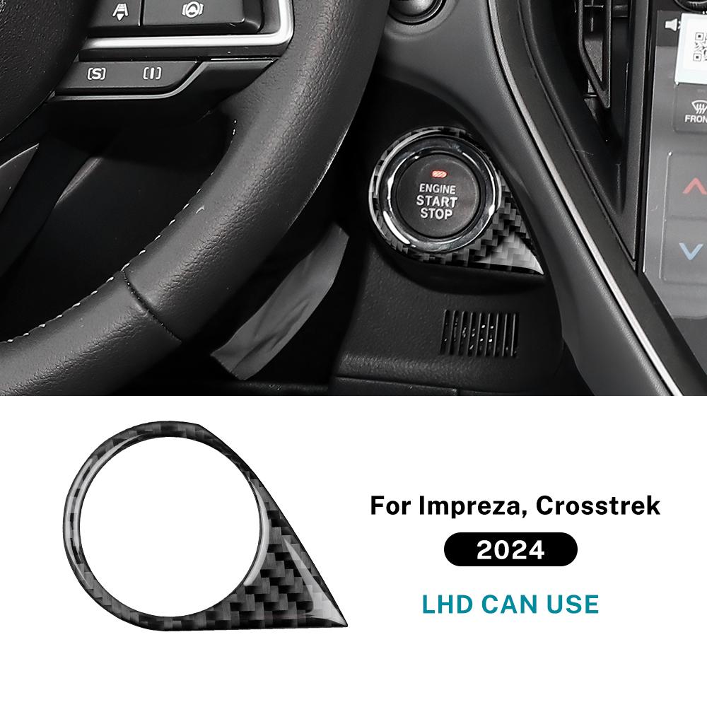 Carbon Fiber Push Start Button Cover Trim for Subaru Levorg 2024-2026 Glossy Interior Decoration
