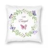 I Am Enough Wreath Pillowcase Polyester Linen Velvet Pattern Zip Decorative Throw Pillow Case Sofa Cushion Cover Wholesale