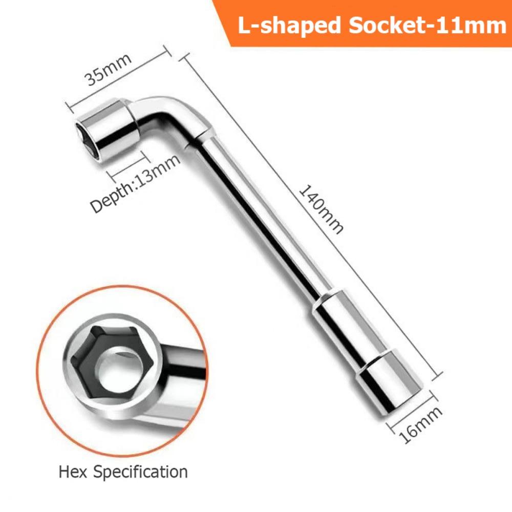 Chrome-vanadium Steel L-shaped Socket Wrench 6-19mm Hex Adapter Spanner Practical Hand Tool