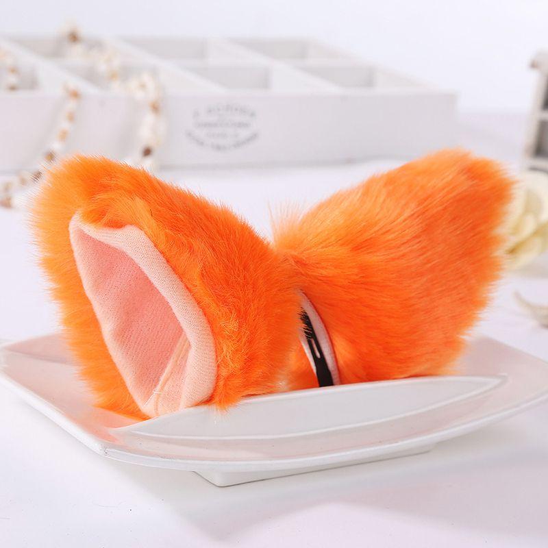 Luxurious Faux Fur Cat Fox Long Fur Ears Costume Hair Clip For Halloween Cosplay Parties