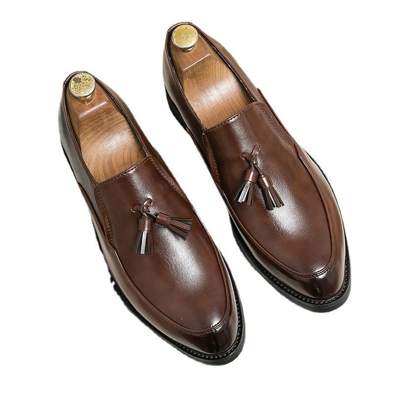 Herrenschuhe Frühling Lazy Pedal Beanie Schuhe Britische Business Casual Lederschuhe Bräutigam Hochzeit Trendy Schuhe