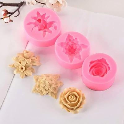 Moule 3D en silicone pour fondant, rose, lilas, lys, forme créative, décoration de gâteau, chocolat, outils de cuisson, moule à savon, accessoires