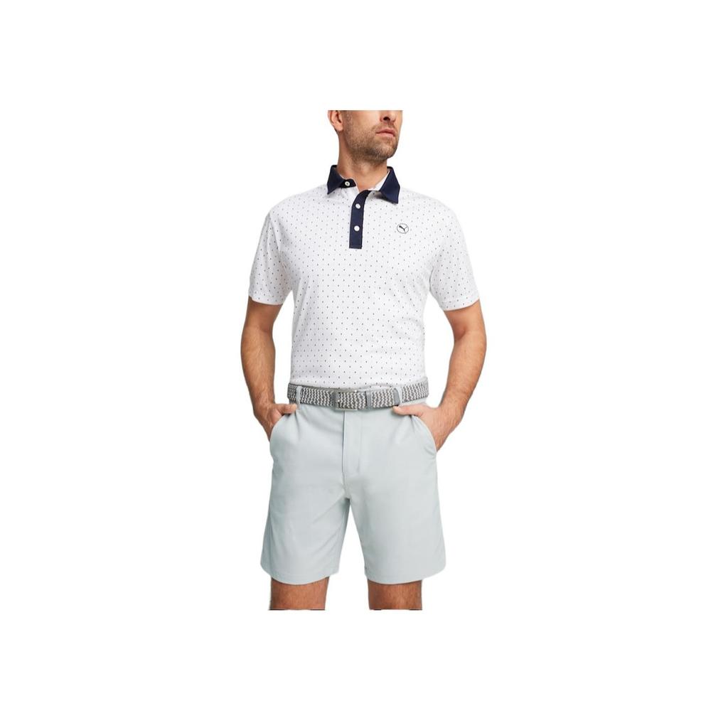 Puma Pure Geo Polka Dot Printed Pullover Casual Short Sleeve Polo Shirt Men Polo Shirts White 624474-02