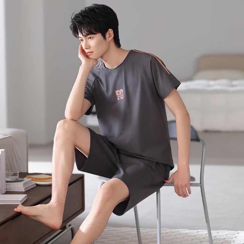 Pajamas men's pure cotton summer thin short-sleeved shorts men's 1011 new large-size men's summer loungewear set