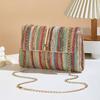 Portable Straw Shoulder Bag Colorful Stripe Rainbow Handbag Fashion Clutch Bag  Girls