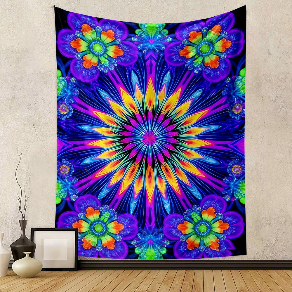 Colorful Mandala with Floral Patterns Patterned tapestry home decor, suitable for bedroom and living room, gift
