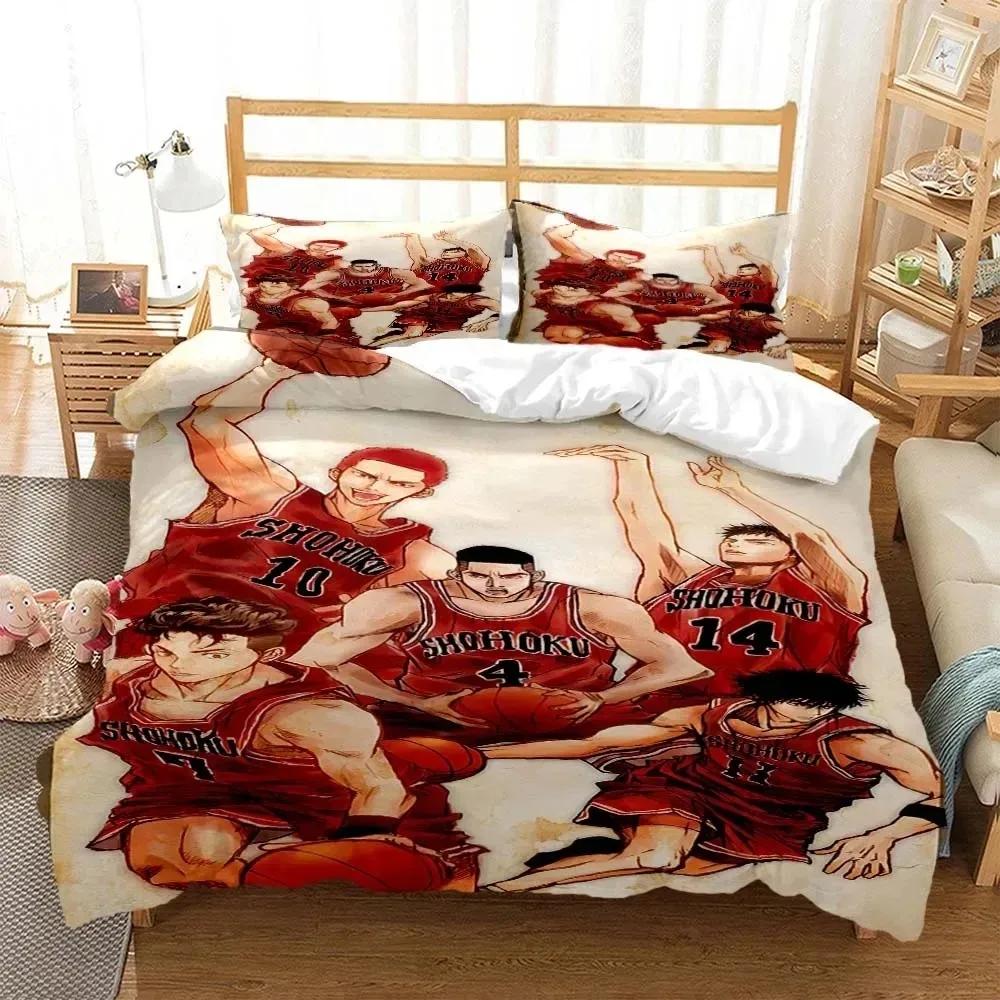Anime Slam Dunk Cartoon Bedding Set Boys Girls Twin Queen Size Duvet Cover Pillowcase Bed Kids Adult Fashion Home Textile