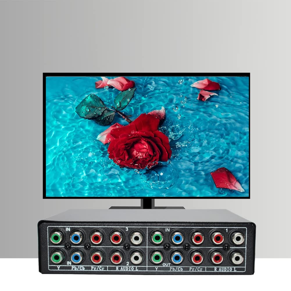 Dovhmoh RGB Component Switch 5 YPBPR Component AV for PS2 DVD Player TV Selector, 3-Way Cables, Switch, Switcher,