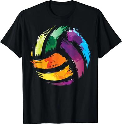 Presente de Aniversário Engraçado Voleibol Colorido Camiseta Bola Cute Colorsplash Camiseta Manga Curta Masculina Feminina Camisetas Gráficas Harajuku