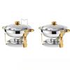Alcohol Stove Large Capacity Circular Gold-plated Insulated Heating Furnace Hotel Restaurant Stainless Steel Buffet Stove