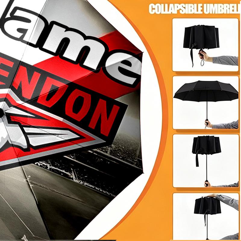Custom Name Personalized Essendon Football Print Umbrella, Auto Open Close, 8‑Rib Sturdy Frame, Commute Camping Hiking Use, Birthday Gift