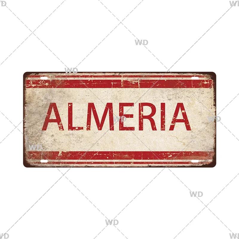 Spain City Metal Sign Licenses Plate Plaque Metal Vintage Tin Sign BARCELONA/MADRID/SEVILLE Flag Bar Pub Man Cave Club Poster