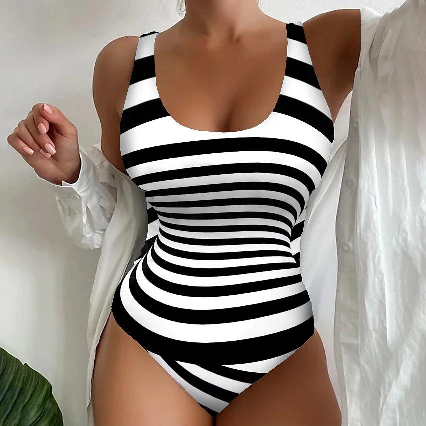 New bikini sexy skin tone one-piece bikini swimsuit printed women's swimsuit