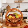 Wood Fruit Basket with Heart-Shaped Partition Hand-Carved Decorative Serving Tray for Fruits Nuts Snacks Multifunctional Home Decor