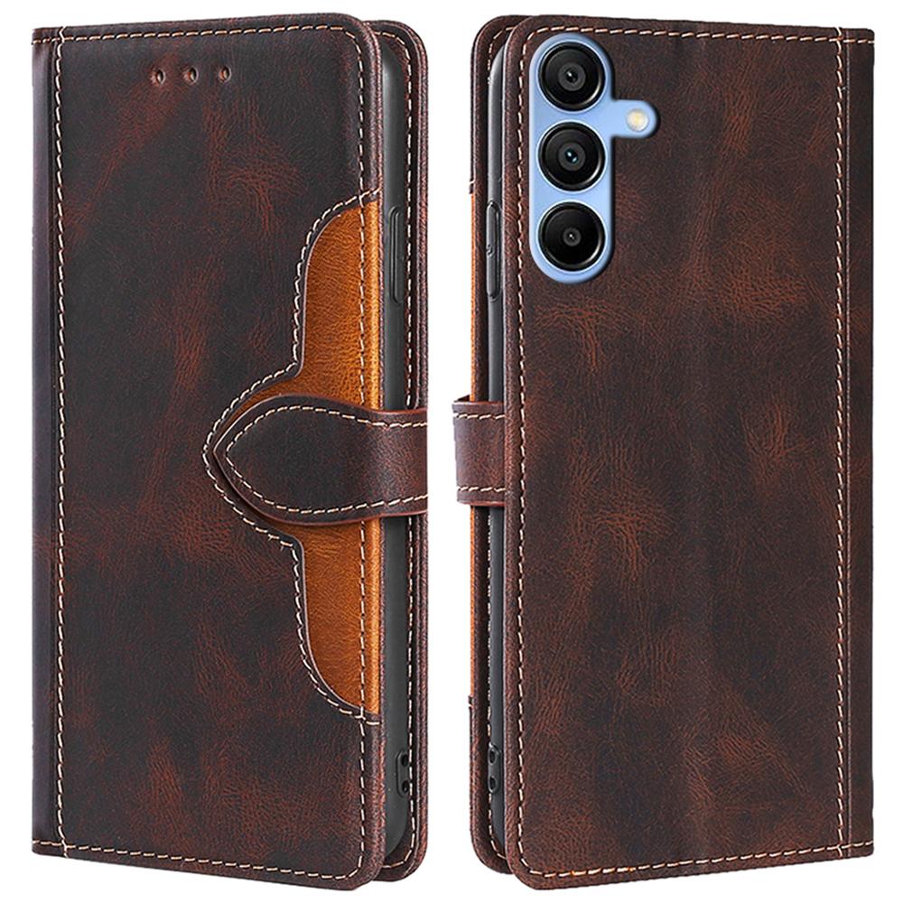 For Samsung Galaxy A15 4G/A15 5G Cover Straw Hat Design PU Leather Stand Wallet Cell Phone Case