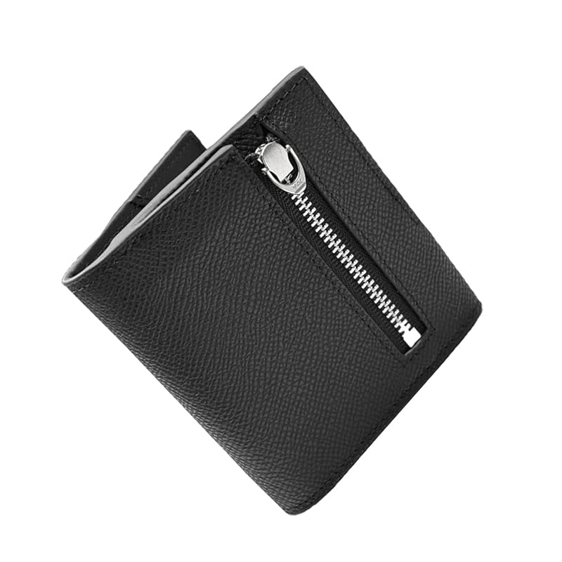 

[FRANK GERALD] wallet bifold genuine leather mini wallet thin small compact money clip card holder coin purse men s (jet black)