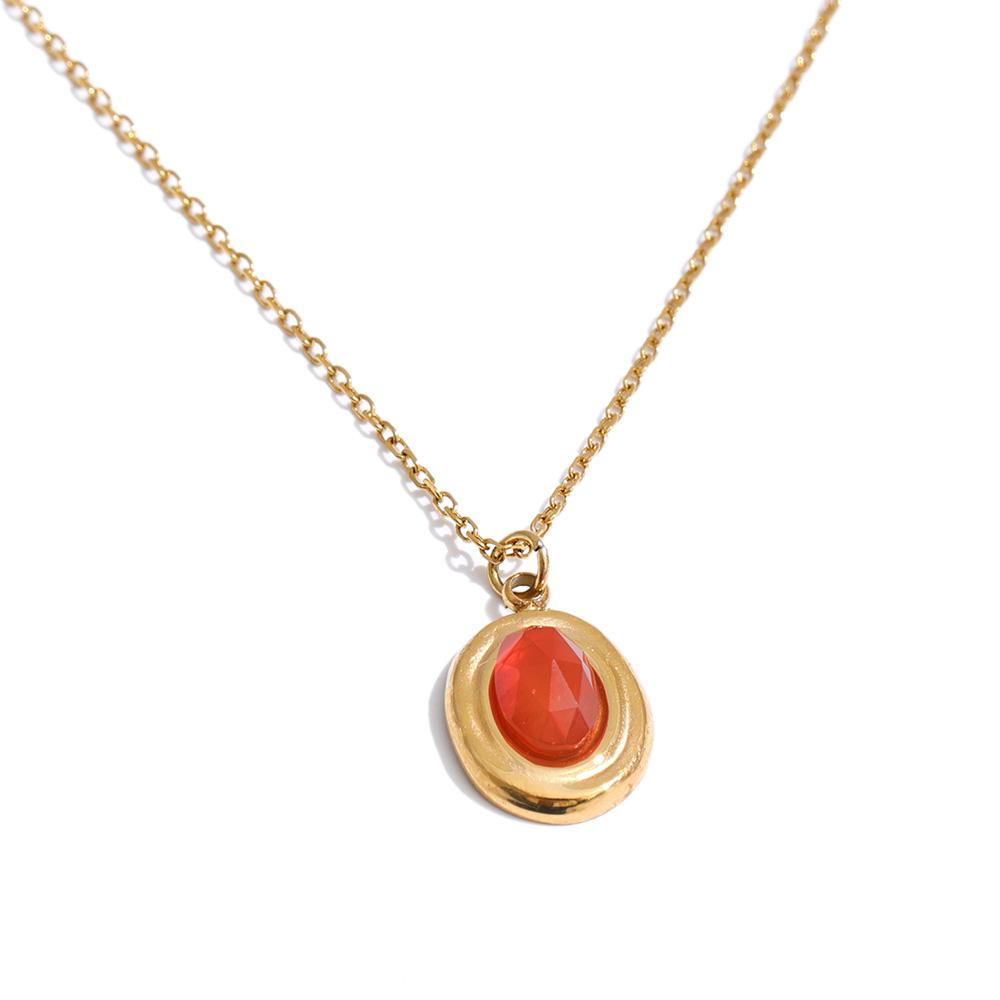 Yhpup France High Quality Natural Stone Agate Tiger Chic Pendant Necklace Earrings for Women Stainless Steel Dainty Jewelry
