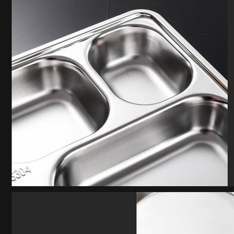 304 Stainless Steel Divided Lunch Tray with Lid