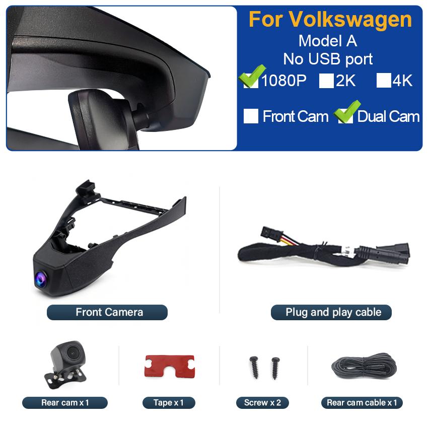 Plug and play DashCam For Volkswagen VW id4 id6 id5 ID.4 ID.5 ID.6 id 4 5 6 Dash Cam Camera UHD Car Dvr Recorder Easy Install