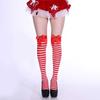 Sweet Bowknot Accent Thigh High Long Socks for Women Halloween Cosplay Parties Fishnet Striped Thigh High Stockings